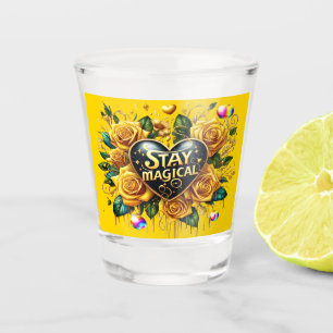 Enchanting Bouquet of Golden Roses And Heart Shot Glass