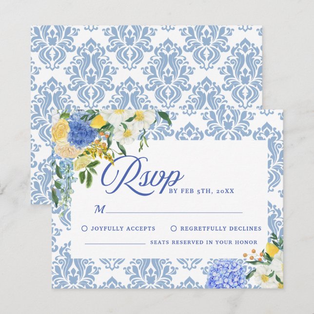 Enchanting Burgundy & Maroon Floral Black Wedding RSVP Card (Front/Back)