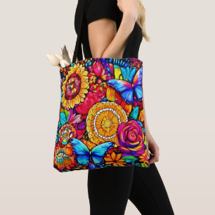 Enchanting Butterfly Floral Tapestry Tote Bag