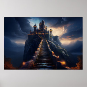 Enchanting Castle On Mountain Top Poster