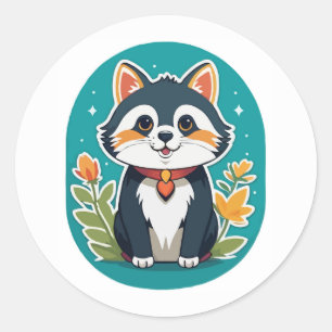 Enchanting Cat - Whimsical Feline Illustration Classic Round Sticker