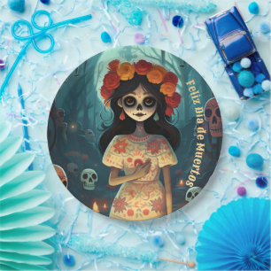  🌹Enchanting Catrina Die de Muertos 🌹 Paper Plate