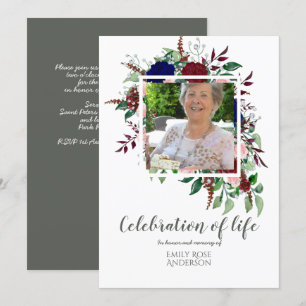 Enchanting CELEBRATION of LIFE PHOTO Memorial Invitation