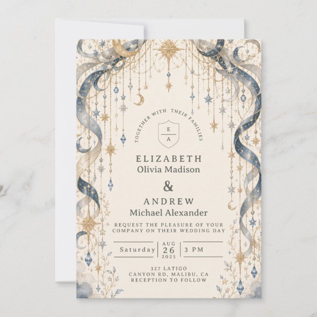 Enchanting Celestial Wedding Arch Invitation (Front)