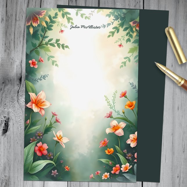 Enchanting Charming Garden with Vibrant Blossoms Stationery (Creator Uploaded)