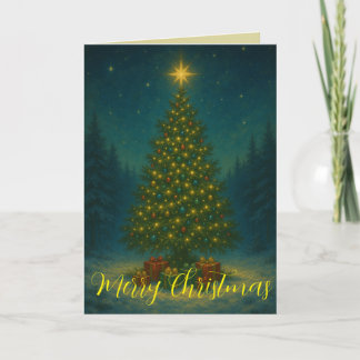 Enchanting Christmas Tree Midnight Forest Custom  Card