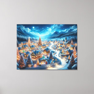 Enchanting Christmas Village at Night Canvas Print