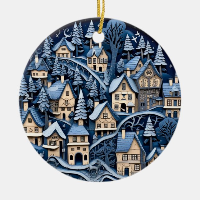 Enchanting Christmas Village Ornament (Front)