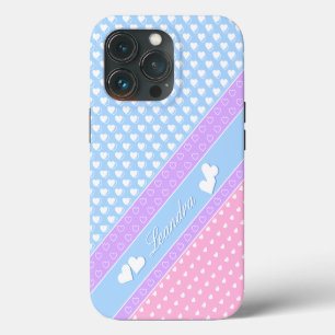Enchanting Colours, Stripes And Hearts, Custom Nam iPhone 13 Pro Case
