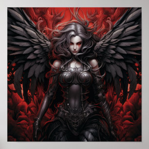 Enchanting Dark Fantasy Angel Colouring Page for A Poster