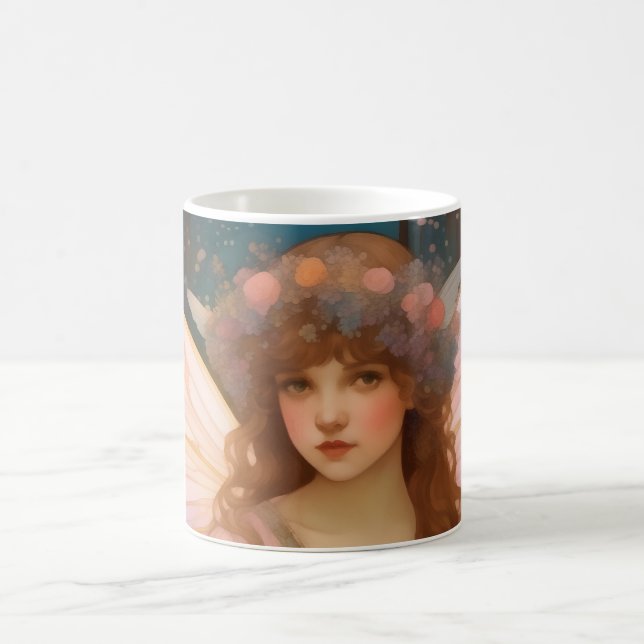 Enchanting Dreams: A Whimsical Pink Fairy Portrait Coffee Mug (Center)