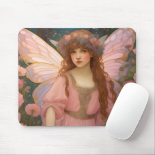 Enchanting Dreams: A Whimsical Pink Fairy Portrait Mouse Pad