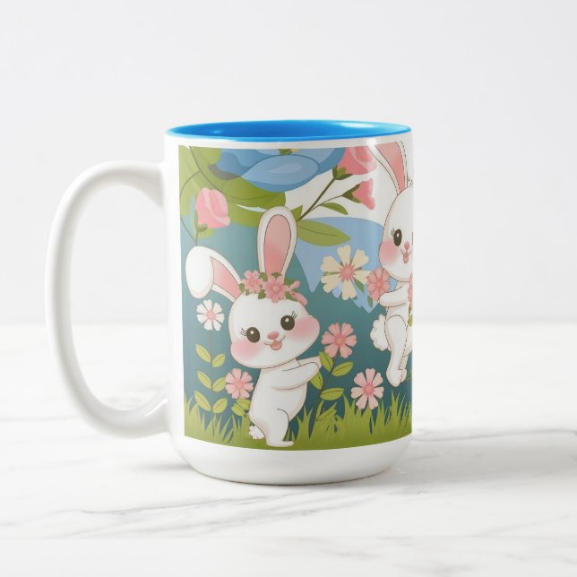 Enchanting Easter celebration design Two-Tone Coffee Mug (Left)