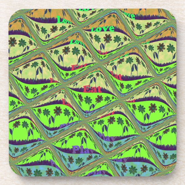Enchanting Eclectic Garden Chequered Floral Beauty Coaster (Front)