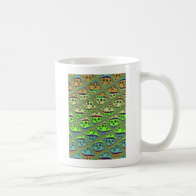 Enchanting Eclectic Garden Chequered Floral Beauty Coffee Mug (Right)