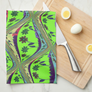 Enchanting Eclectic Garden Chequered Floral Beauty Kitchen Towel