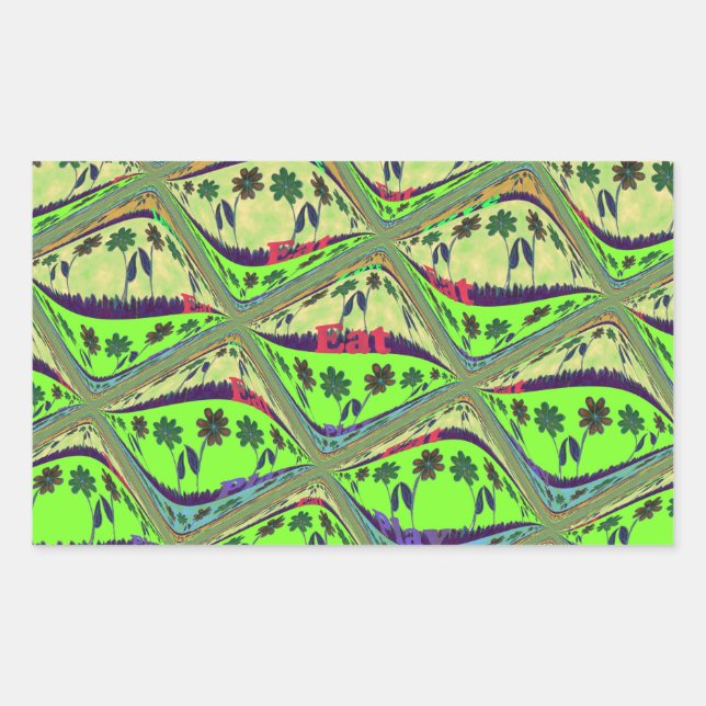 Enchanting Eclectic Garden Chequered Floral Beauty Sticker (Front)