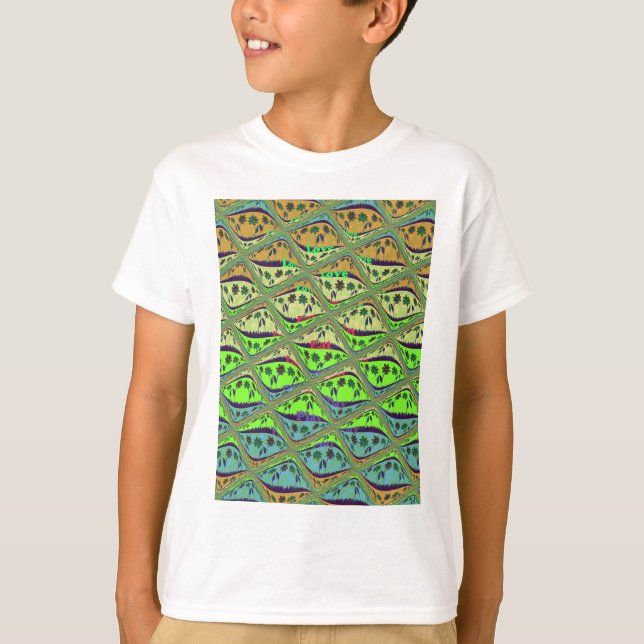 Enchanting Eclectic Garden Chequered Floral Beauty T-Shirt (Front)