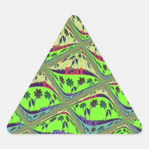 Enchanting Eclectic Garden Chequered Floral Beauty Triangle Sticker