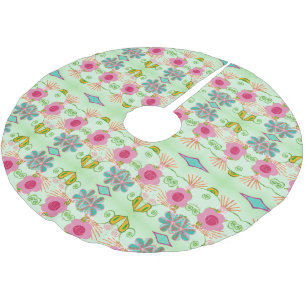 Enchanting Eclectic Garden: Diverse Floral Beauty Brushed Polyester Tree Skirt