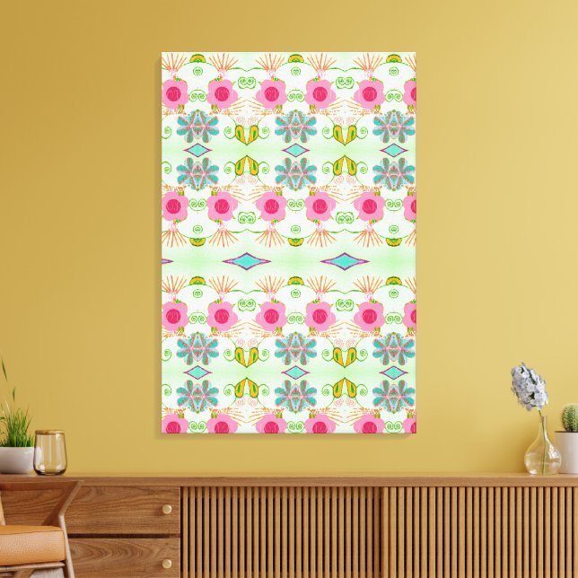 Enchanting Eclectic Garden: Diverse Floral Beauty Canvas Print (Insitu(LivingRoom))