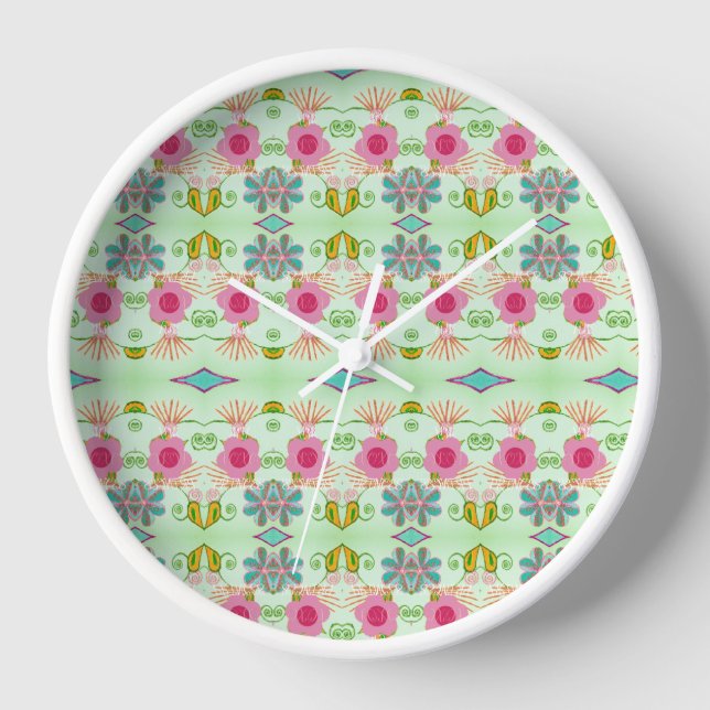 Enchanting Eclectic Garden: Diverse Floral Beauty Clock (Front)