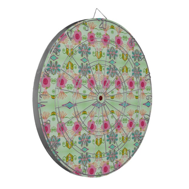 Enchanting Eclectic Garden: Diverse Floral Beauty Dartboard (Front Left)