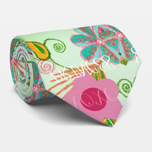 Enchanting Eclectic Garden: Diverse Floral Beauty Tie (Rolled)