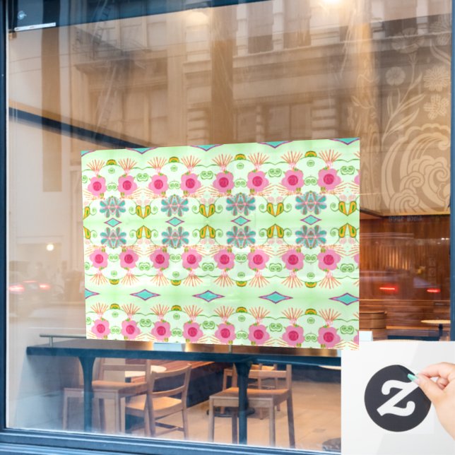 Enchanting Eclectic Garden: Diverse Floral Beauty Window Cling (Cafe Window)