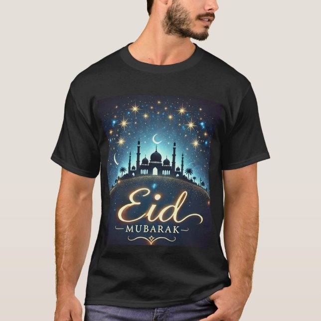 Enchanting Eid Mubarak Nightscape Mens Tshirt (Front)