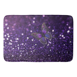 Enchanting Elegance: The Purple Sparkle Butterfly  Bath Mat