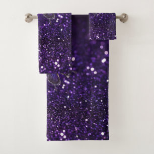 Enchanting Elegance: The Purple Sparkle Butterfly Bath Towel Set