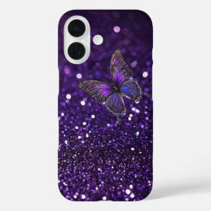 Enchanting Elegance: The Purple Sparkle Butterfly iPhone 16 Case