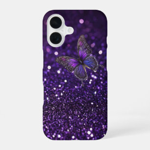 Enchanting Elegance: The Purple Sparkle Butterfly iPhone 16 Case
