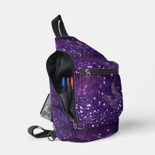 Enchanting Elegance: The Purple Sparkle Butterfly Sling Bag