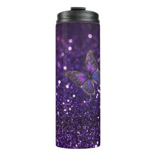 Enchanting Elegance: The Purple Sparkle Butterfly Thermal Tumbler