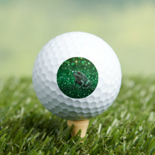 Enchanting Emergence: The Green Sparkle Frog Golf Balls