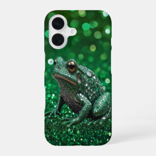 Enchanting Emergence: The Green Sparkle Frog iPhone 16 Case