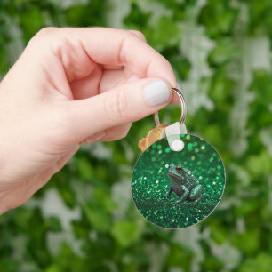 Enchanting Emergence: The Green Sparkle Frog  Keychain