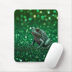 Enchanting Emergence: The Green Sparkle Frog Mouse Pad
