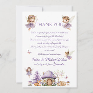 Enchanting Fairy Floral Watercolor Birthday Thank You Card