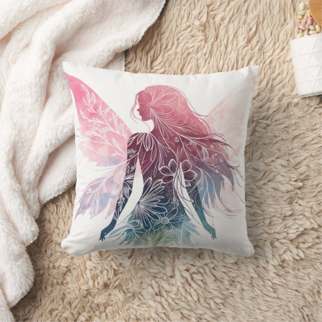 Enchanting Fairy Silhouette Throw Pillow (Blanket)