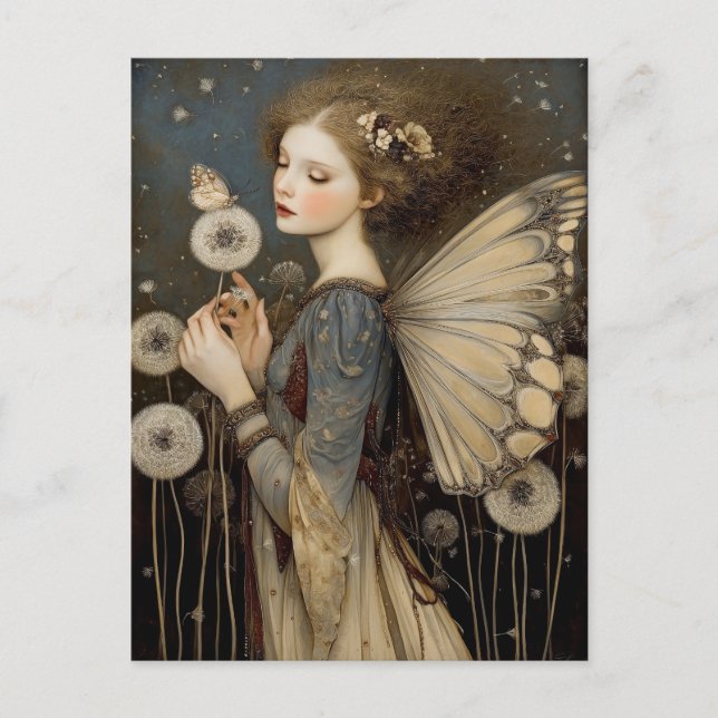 Enchanting Fantasy Fairy & Dandelion Magical Art  Postcard (Front)