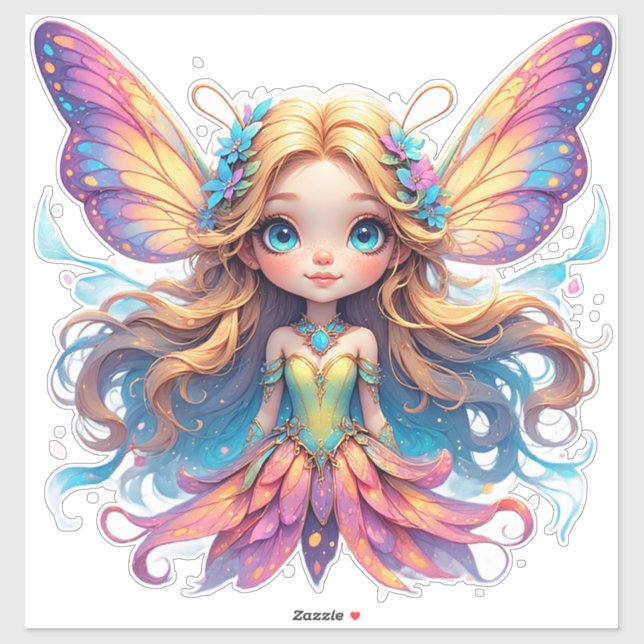 Enchanting Fantasy Fairy with Colourful Wings (Sheet)