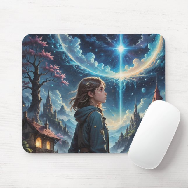 Enchanting Fantasy Night Sky Scene Mouse Pad (With Mouse)