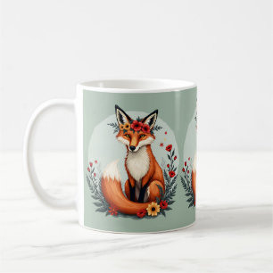 Enchanting Floral Fox Woodland Folk Art Coffee Mug
