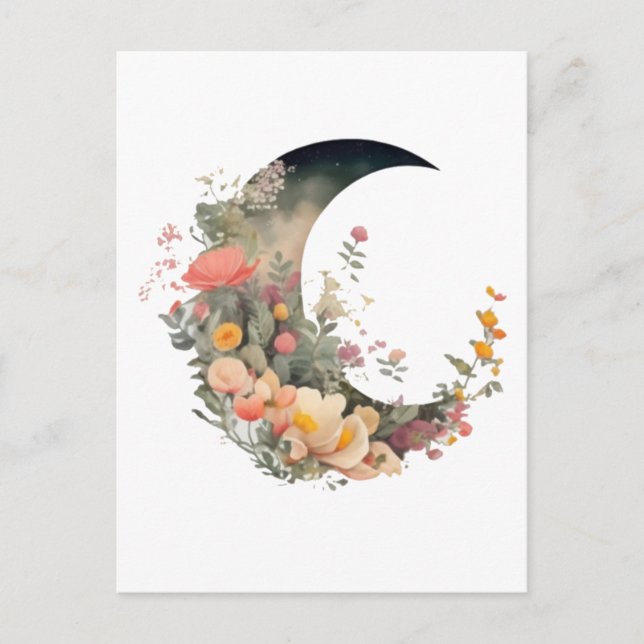 Enchanting Floral Moon, Gift for Moms Postcard (Front)