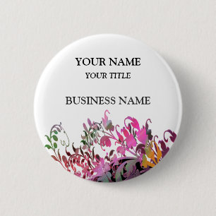 Enchanting Flowers Business Name Tag 2 Inch Round Button