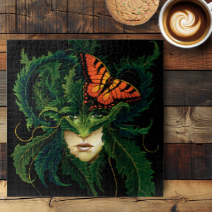 Enchanting Forest Dryad Woman Butterfly Fantasy Jigsaw Puzzle
