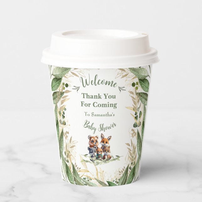 Enchanting Forest Friends Baby Shower  Paper Cups (Front)